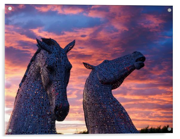 The Kelpies, Falkirk at Sunset Acrylic by Tommy Dickson