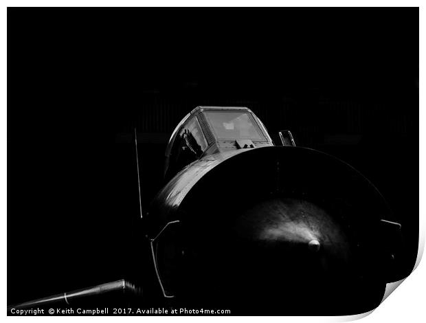 RAF Lightning jet aircraft - mono version Print by Keith Campbell