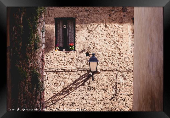 Detail of a facade in Colle val d'Elsa Framed Print by Marco Bicci