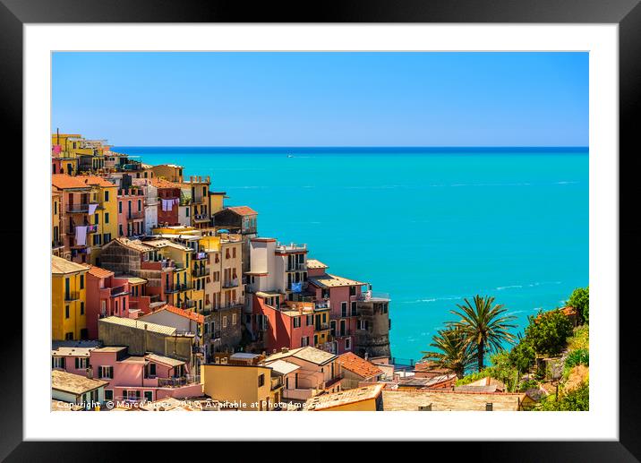 Cityscape of Riomaggiore Framed Mounted Print by Marco Bicci