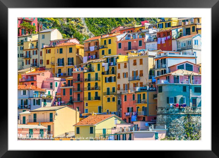 Colorful buildings of Manarola Framed Mounted Print by Marco Bicci