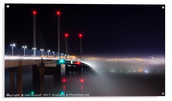 Kessock Bridge Fog Acrylic by John Russell