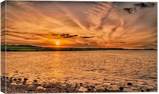 Sunset at Budle Bay high tide Canvas Print by Naylor's Photography