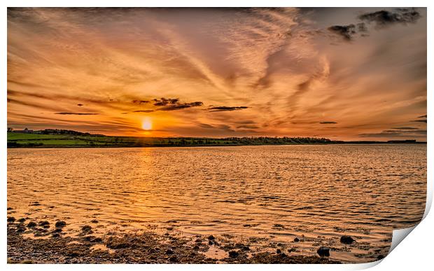 Sunset at Budle Bay high tide Print by Naylor's Photography