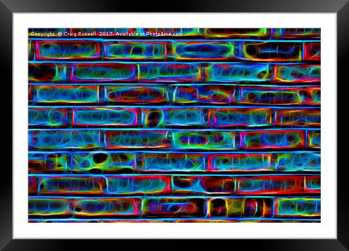 Neon Effect Brick Wall Background Framed Mounted Print by Craig Russell