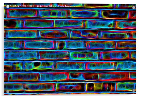 Neon Effect Brick Wall Background Acrylic by Craig Russell