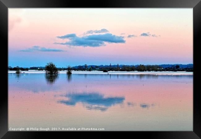 Reflection In The Flood Framed Print by Philip Gough