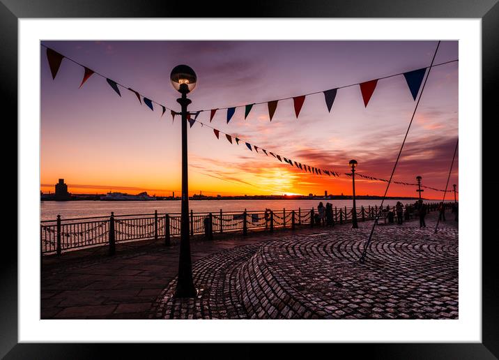 Liverpool Waterfront Sunset Framed Mounted Print by Ed Alexander