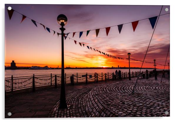 Liverpool Waterfront Sunset Acrylic by Ed Alexander