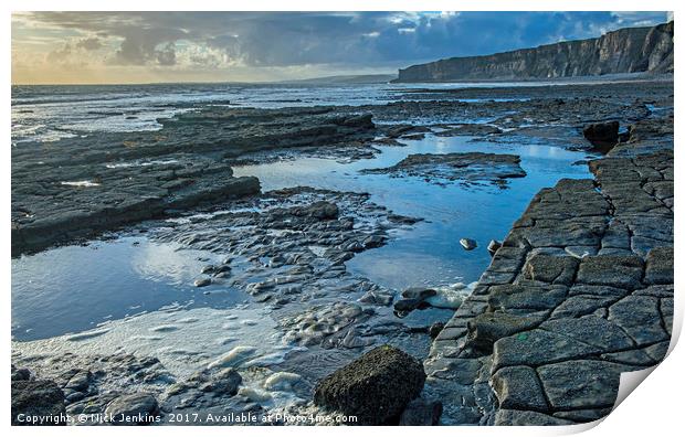 Nash Point Beach South Glamorgan Wales Print by Nick Jenkins