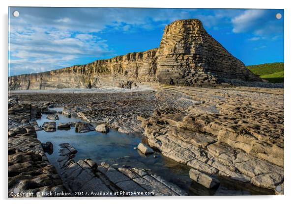Sphinx Rock and Nash Point Beach south Wales Acrylic by Nick Jenkins