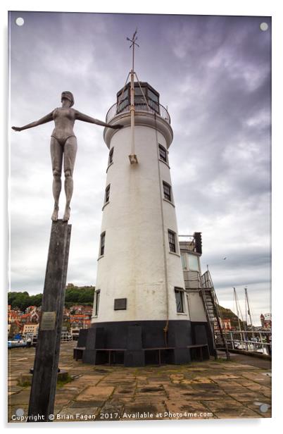 Scarborough Lighthouse Acrylic by Brian Fagan