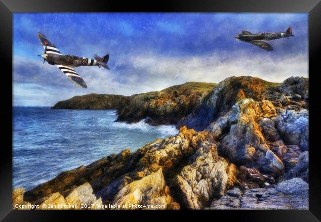 Spitfire On The Coast Framed Print by Ian Mitchell