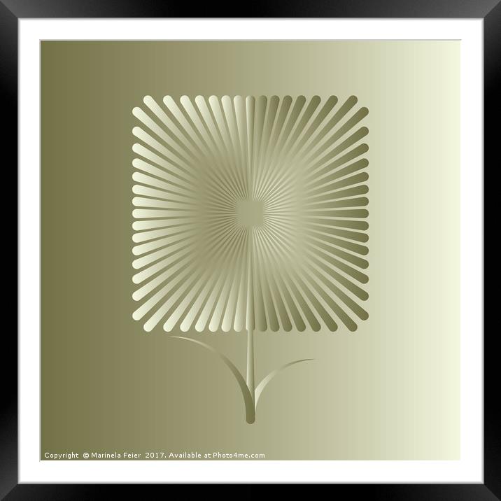 Golden square flower Framed Mounted Print by Marinela Feier