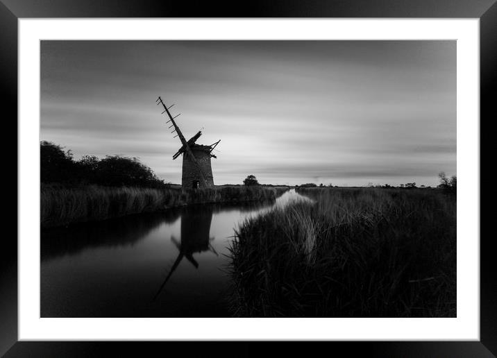 Brograve Windmill Mono Framed Mounted Print by Mark Hawkes