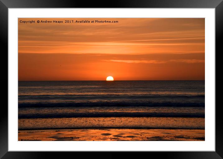 Bright early morning sunrise o Embleton beach. Framed Mounted Print by Andrew Heaps