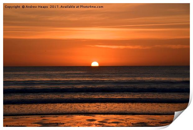 Bright early morning sunrise o Embleton beach. Print by Andrew Heaps