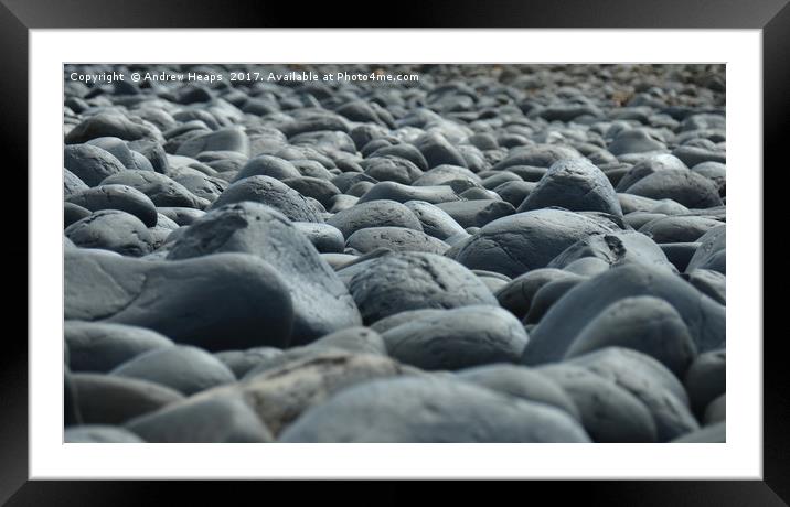 Majestic Embleton Beach Stones Framed Mounted Print by Andrew Heaps