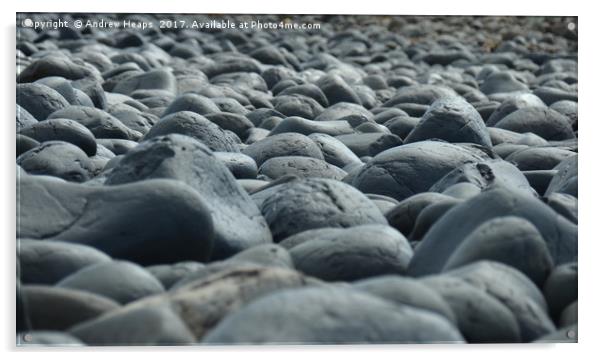 Majestic Embleton Beach Stones Acrylic by Andrew Heaps
