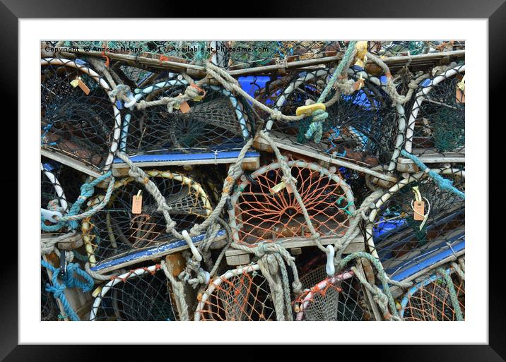 The Rustic Charm of Lobster Baskets Framed Mounted Print by Andrew Heaps