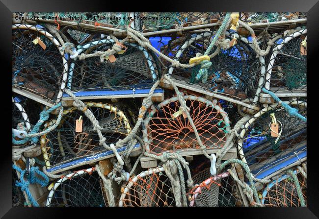 The Rustic Charm of Lobster Baskets Framed Print by Andrew Heaps