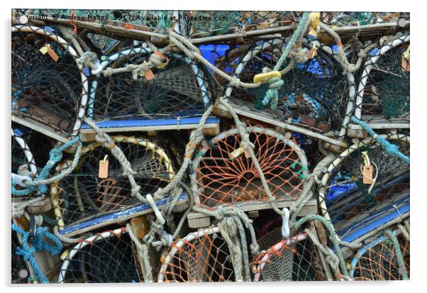 The Rustic Charm of Lobster Baskets Acrylic by Andrew Heaps