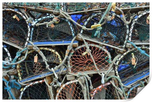 The Rustic Charm of Lobster Baskets Print by Andrew Heaps