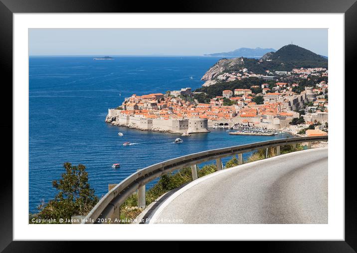 Winding coastal road to Dubrovnik Framed Mounted Print by Jason Wells