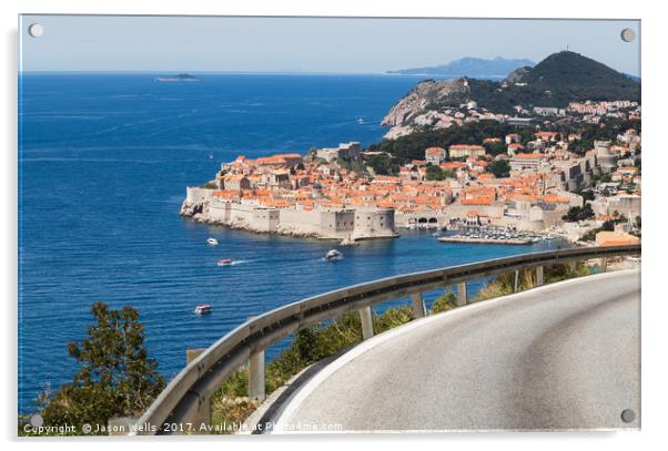 Winding coastal road to Dubrovnik Acrylic by Jason Wells