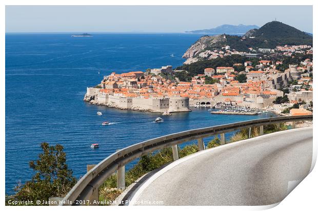Winding coastal road to Dubrovnik Print by Jason Wells
