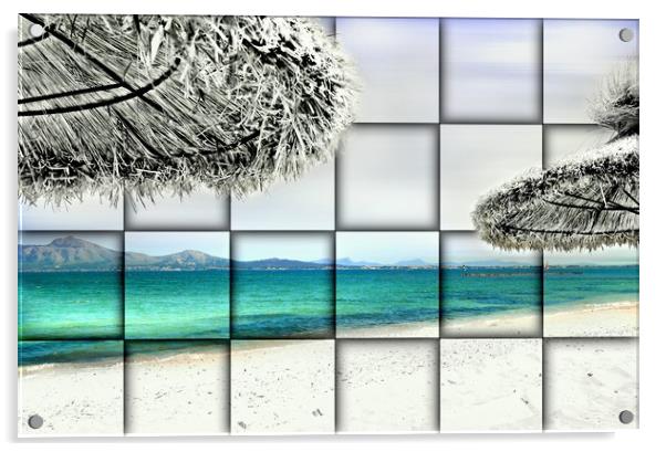 Beach Squares Acrylic by Louise Godwin
