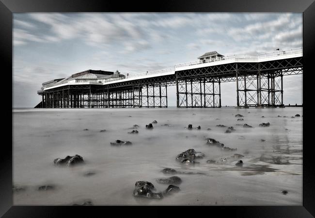 "Tranquil Drama: Cromer Pier's Enchanting Monochro Framed Print by Mel RJ Smith