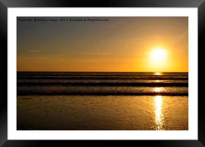 Sunrise  on beach                         Framed Mounted Print by Andrew Heaps