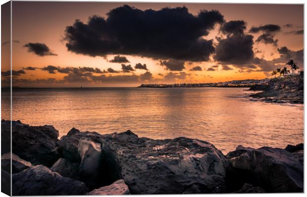 Stormy Sunset Playa Blanca Canvas Print by Naylor's Photography