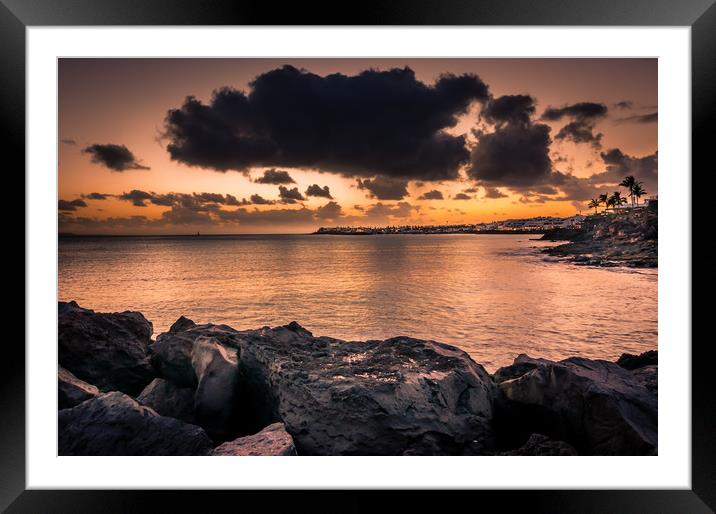 Stormy Sunset Playa Blanca Framed Mounted Print by Naylor's Photography
