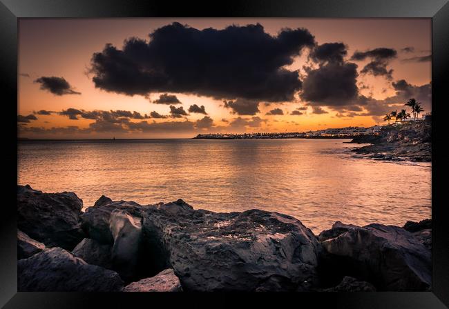 Stormy Sunset Playa Blanca Framed Print by Naylor's Photography