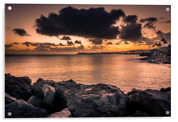 Stormy Sunset Playa Blanca Acrylic by Naylor's Photography
