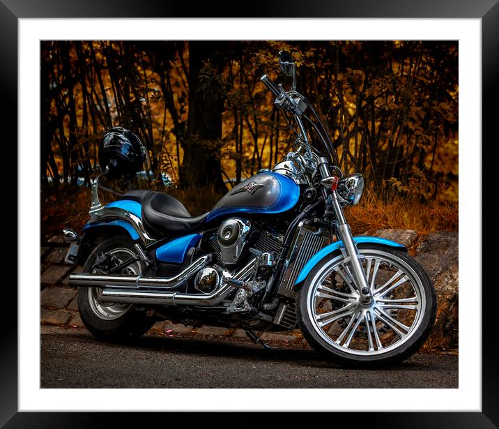 Blue Victory Motorcycle Framed Mounted Print by Jonathan Thirkell