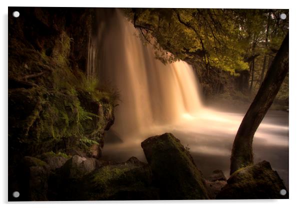 Sgwd Ddwli Uchaf waterfall country Acrylic by Leighton Collins