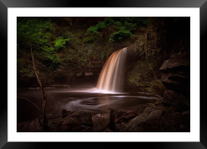 Lady Falls Sgwd Gwladus waterfall Framed Mounted Print by Leighton Collins