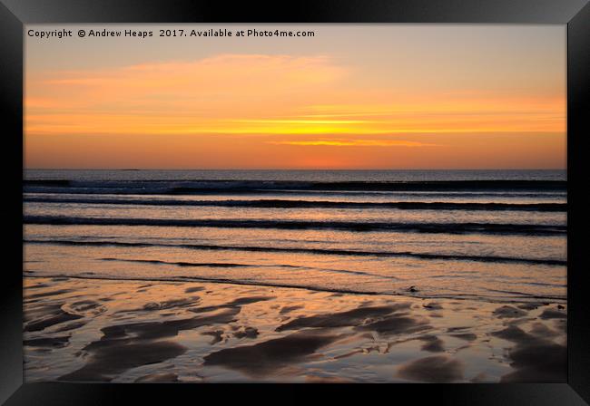Majestic Sunrise Over Embleton Beach Framed Print by Andrew Heaps