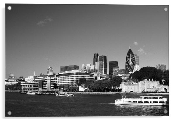 City of London Skyline in Black and white Acrylic by Chris Day