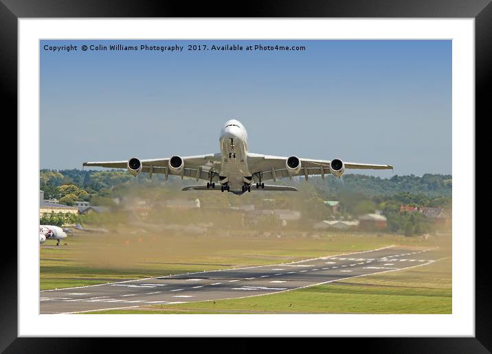  Airbus A380 Take off at Farnborough -1 Framed Mounted Print by Colin Williams Photography