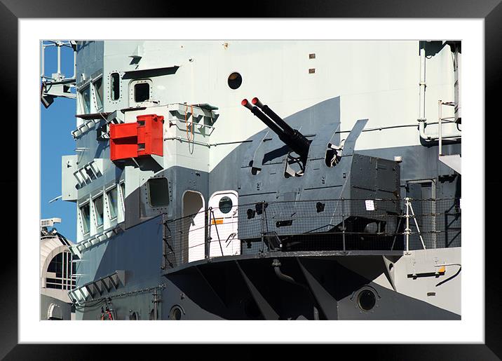 Guns on HMS Belfast Framed Mounted Print by Chris Day