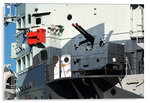 Guns on HMS Belfast Acrylic by Chris Day