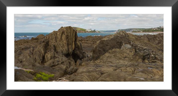 bantham rocks Framed Mounted Print by kevin murch