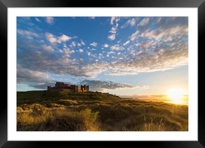 Bamburgh Castle at Sunset Framed Mounted Print by Nigel Smith
