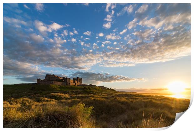 Bamburgh Castle at Sunset Print by Nigel Smith