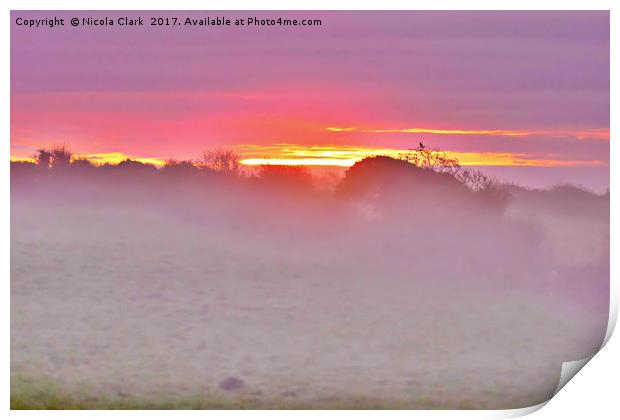 Sunrise Through The Mist Print by Nicola Clark