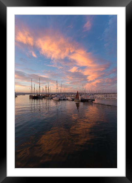 brixham marina sunset Framed Mounted Print by kevin murch